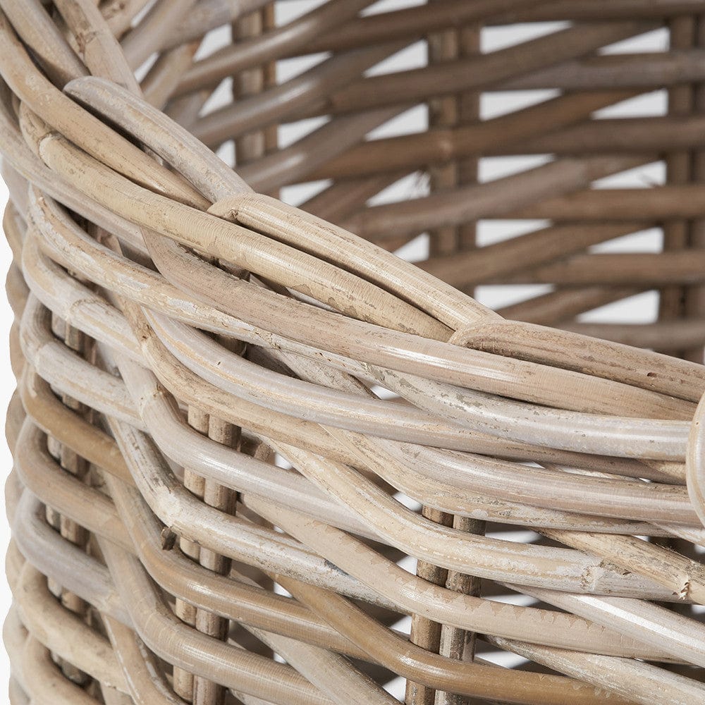 Tobs S/2 Grey Rattan Round Log Baskets.
