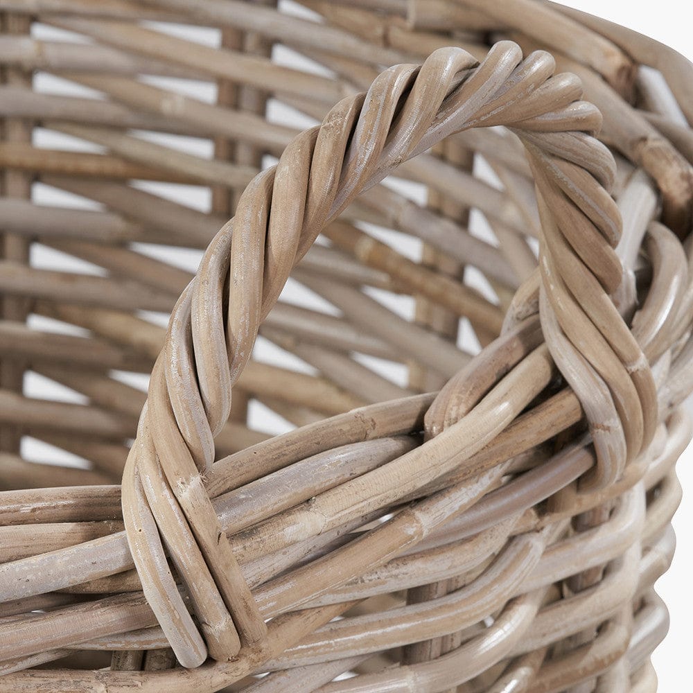 Tobs S/2 Grey Rattan Round Log Baskets.