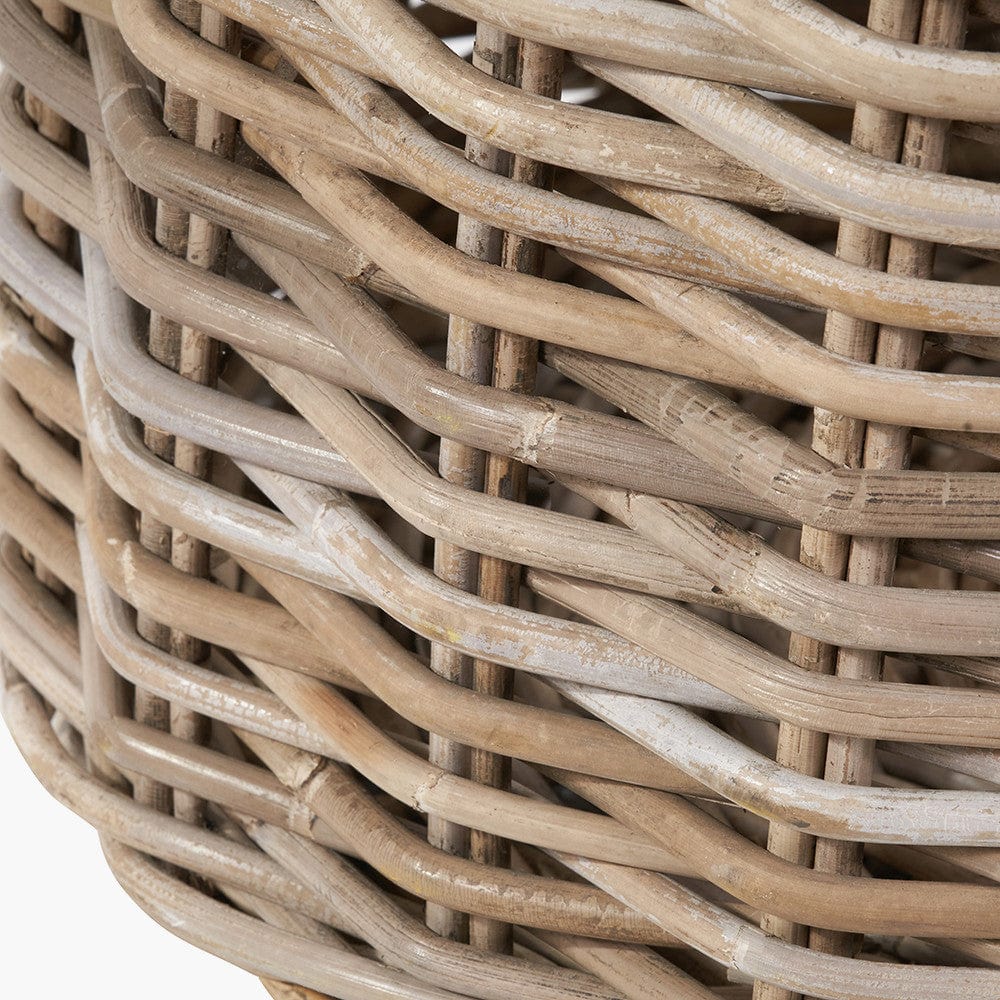 Tobs S/2 Grey Rattan Round Log Baskets.