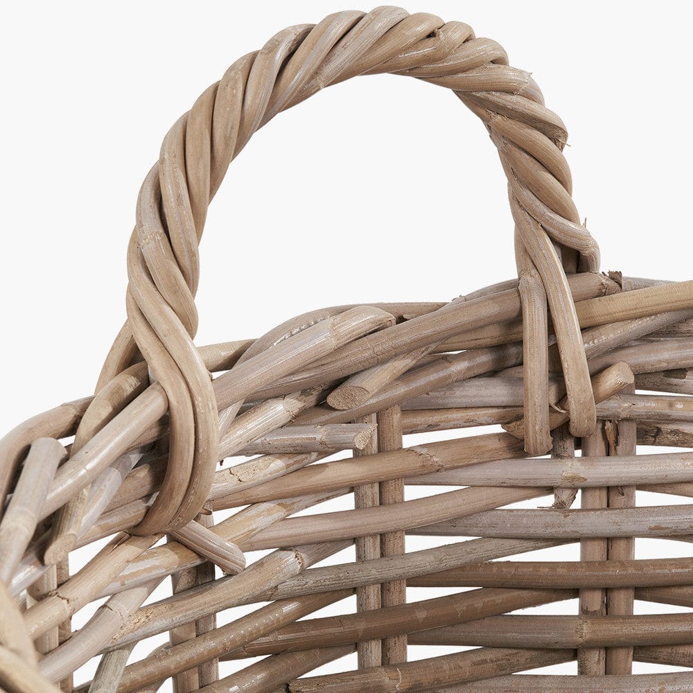 Tobs S/2 Grey Rattan Round Log Baskets.