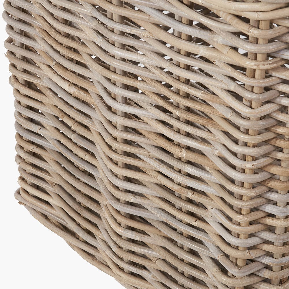 Tobs S/2 Grey Rattan Square Log Baskets.