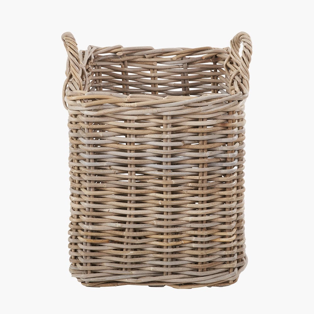 Tobs S/2 Grey Rattan Square Log Baskets.