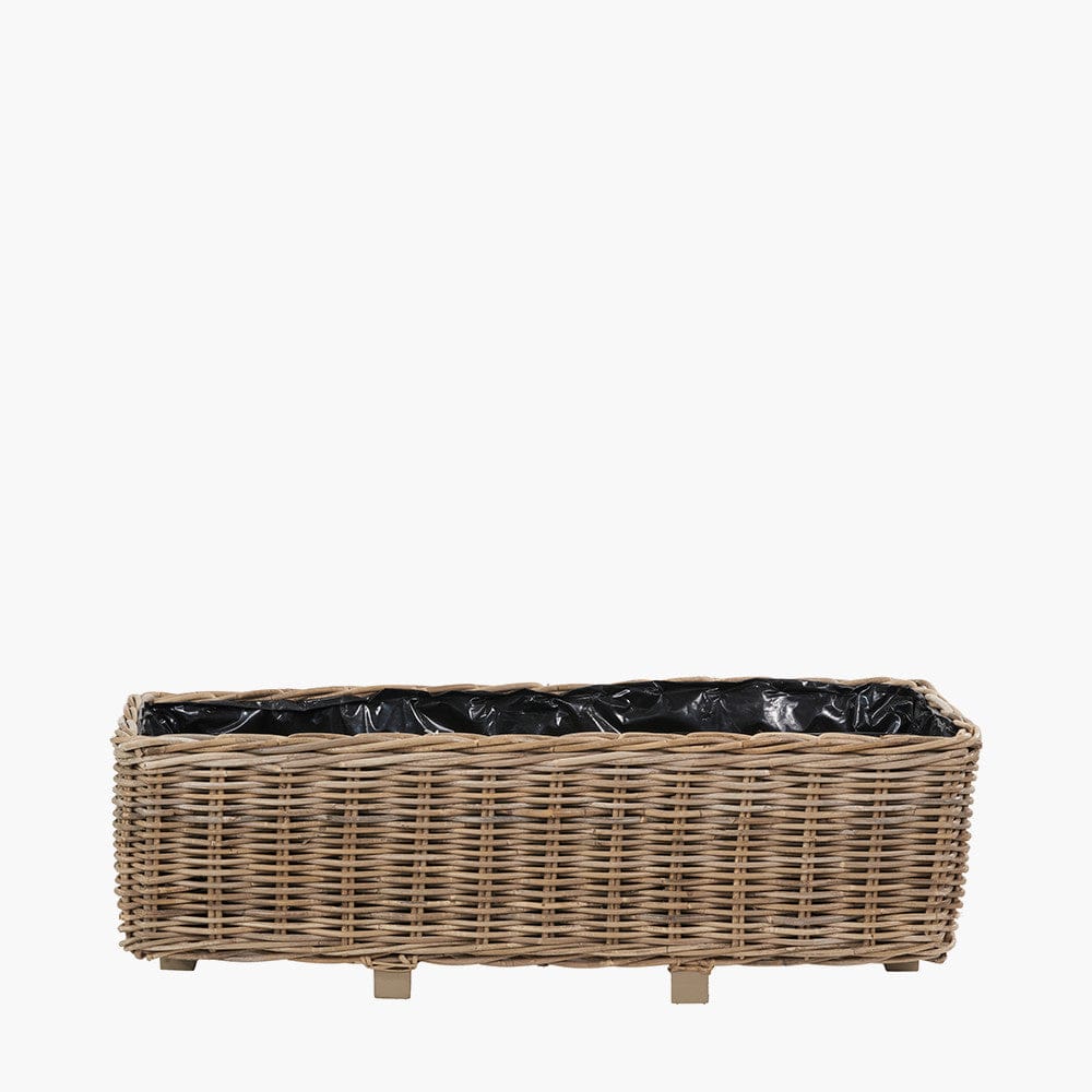 Tobs S/2 Indoor Outdoor Grey Kubu Rattan Basket Trough Planters.