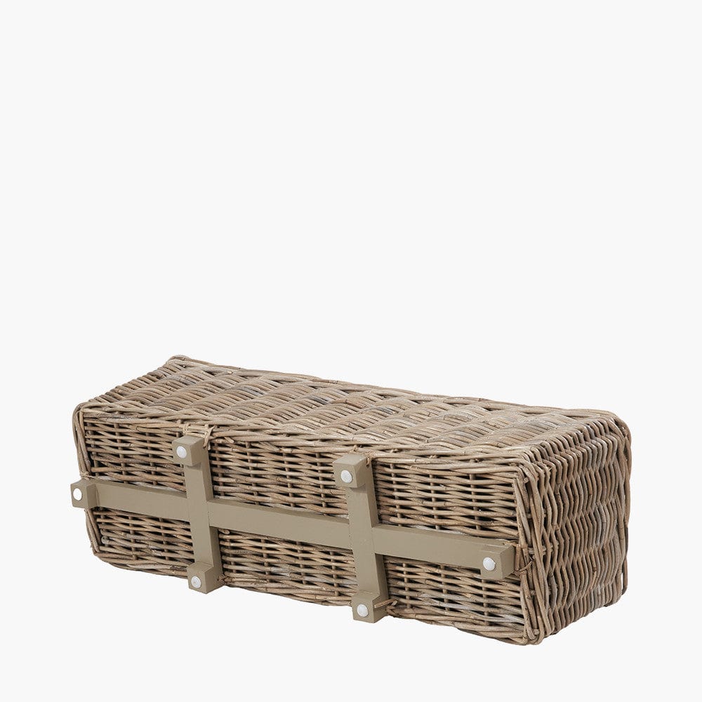Tobs S/2 Indoor Outdoor Grey Kubu Rattan Basket Trough Planters.