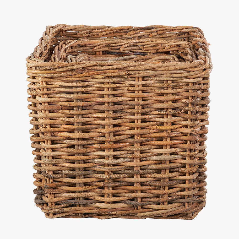 Tobs S/3 Chunky Natural Rattan Square Log Baskets.