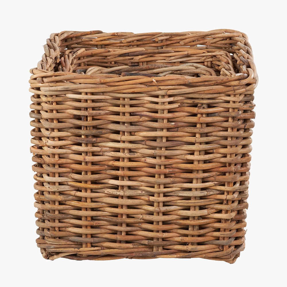 Tobs S/3 Chunky Natural Rattan Square Log Baskets.