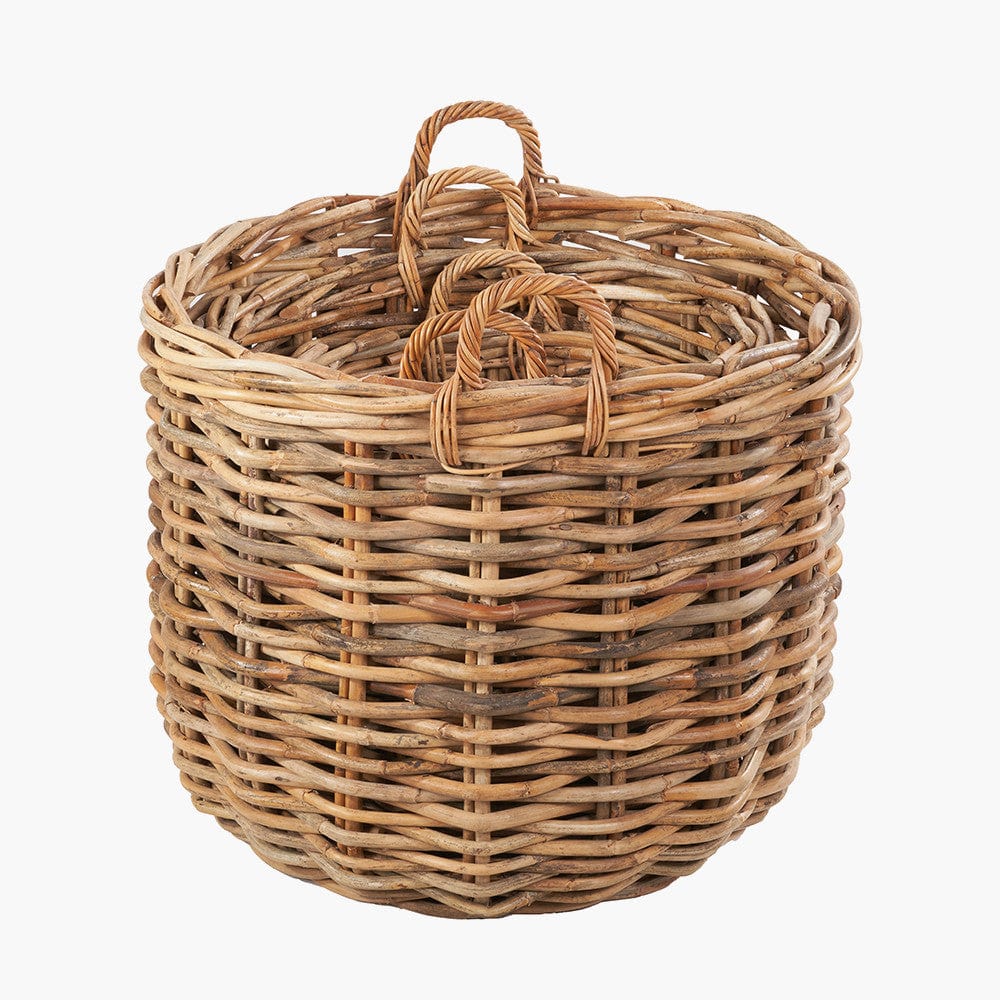 Tobs S/3 Chunky Rattan Round Logs Baskets.