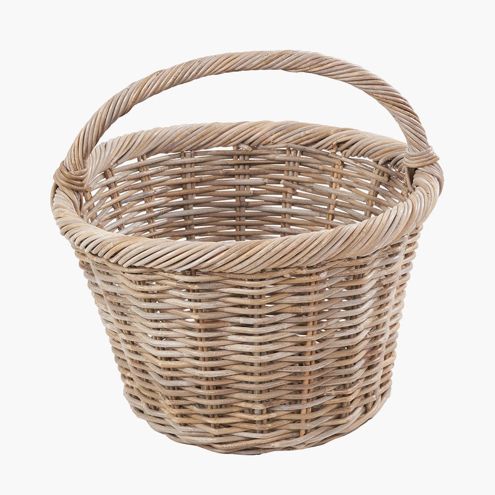 Tobs S/3 Grey Kubu Rattan Oval Shopping Basket with 2 Rectangular Storage Baskets.