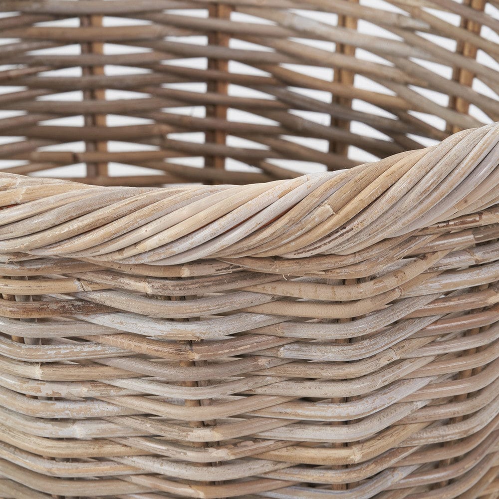 Tobs S/3 Grey Kubu Rattan Oval Shopping Basket with 2 Rectangular Storage Baskets.