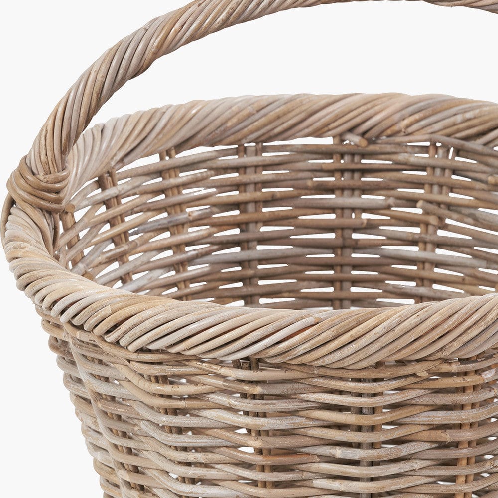 Tobs S/3 Grey Kubu Rattan Oval Shopping Basket with 2 Rectangular Storage Baskets.