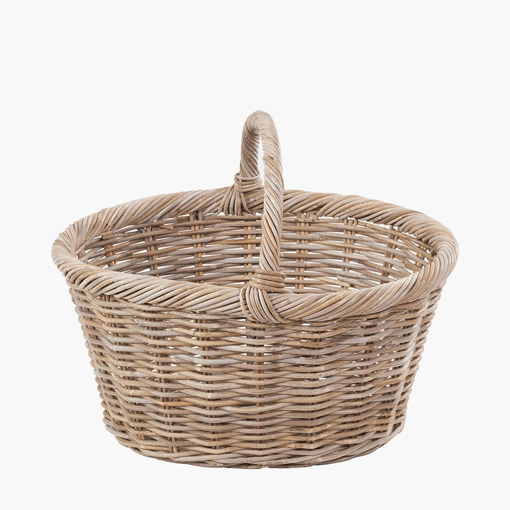 Tobs S/3 Grey Kubu Rattan Oval Shopping Basket with 2 Rectangular Storage Baskets.