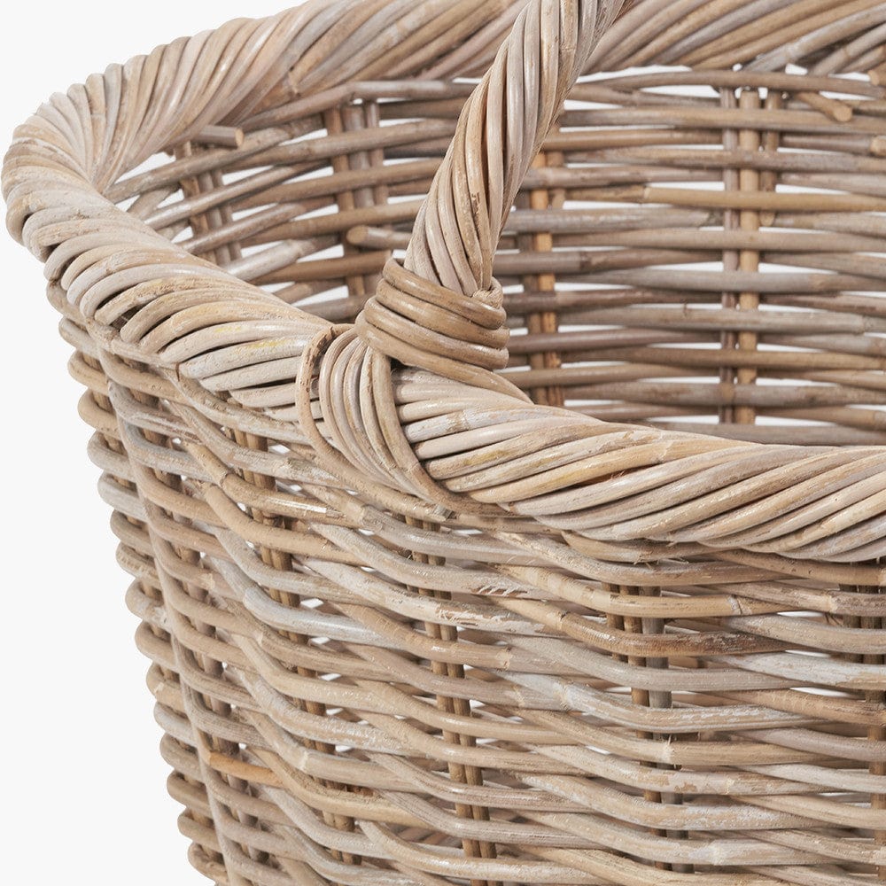 Tobs S/3 Grey Kubu Rattan Oval Shopping Basket with 2 Rectangular Storage Baskets.