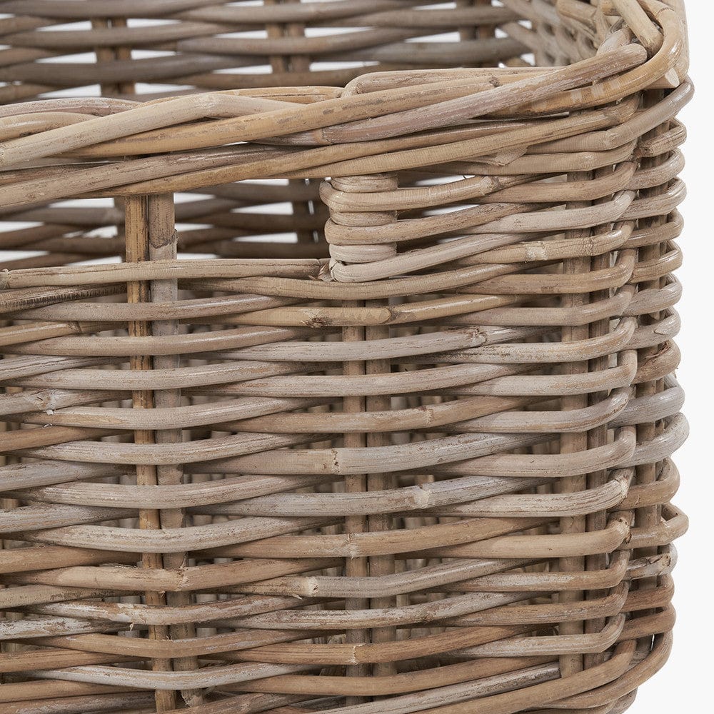 Tobs S/3 Grey Kubu Rattan Rectangular Storage Baskets with Inset Handles.