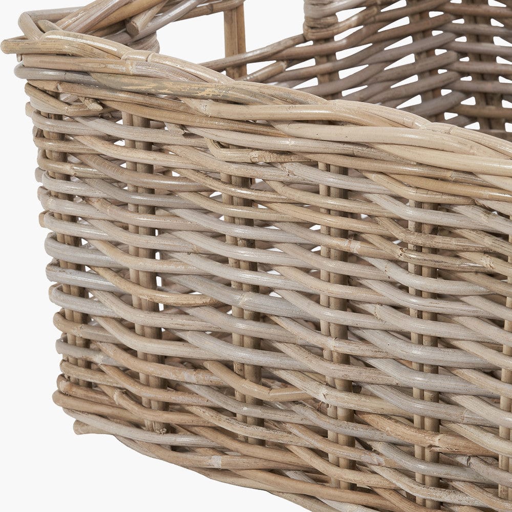 Tobs S/3 Grey Kubu Rattan Rectangular Storage Baskets with Inset Handles.