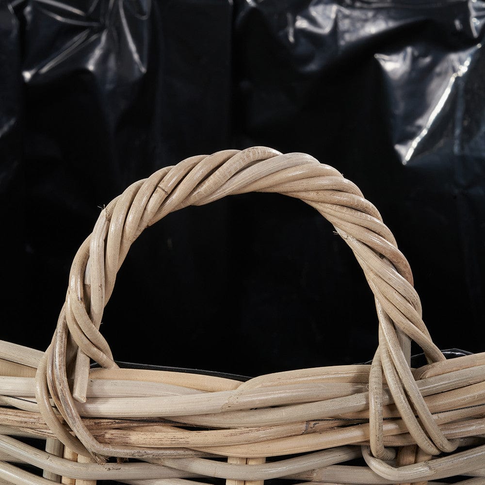 Tobs S/3 Indoor Outdoor Grey Kubu Rattan Round Basket Planters with Handles.