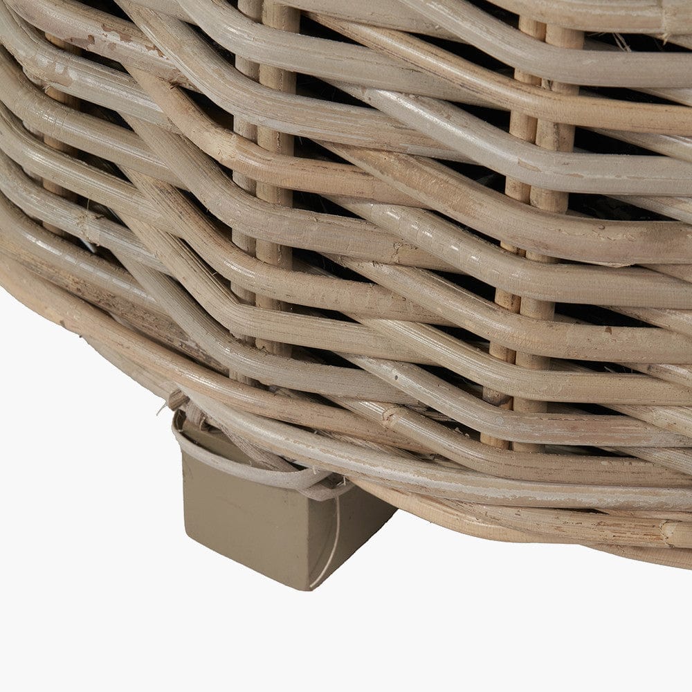 Tobs S/3 Indoor Outdoor Grey Kubu Rattan Round Basket Planters with Handles.