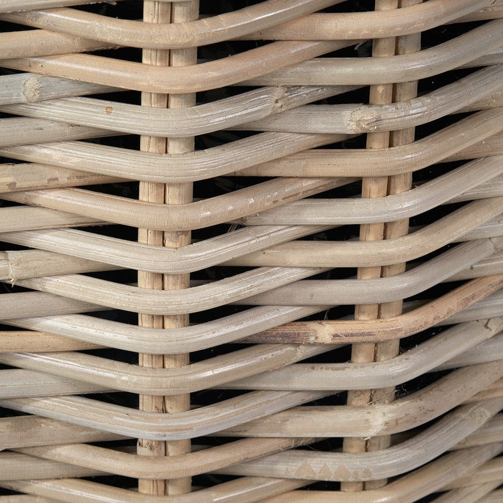 Tobs S/3 Indoor Outdoor Grey Kubu Rattan Round Basket Planters with Handles.