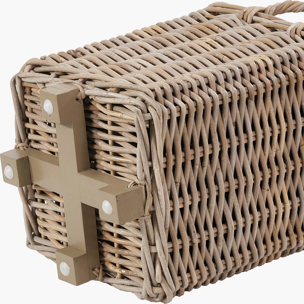 Tobs S/3 Indoor Outdoor Grey Kubu Rattan Square Basket Planters with Handles.