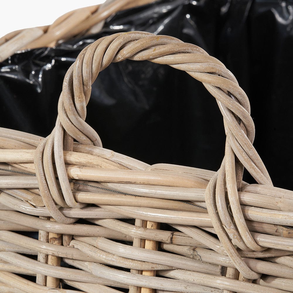 Tobs S/3 Indoor Outdoor Grey Kubu Rattan Square Basket Planters with Handles.