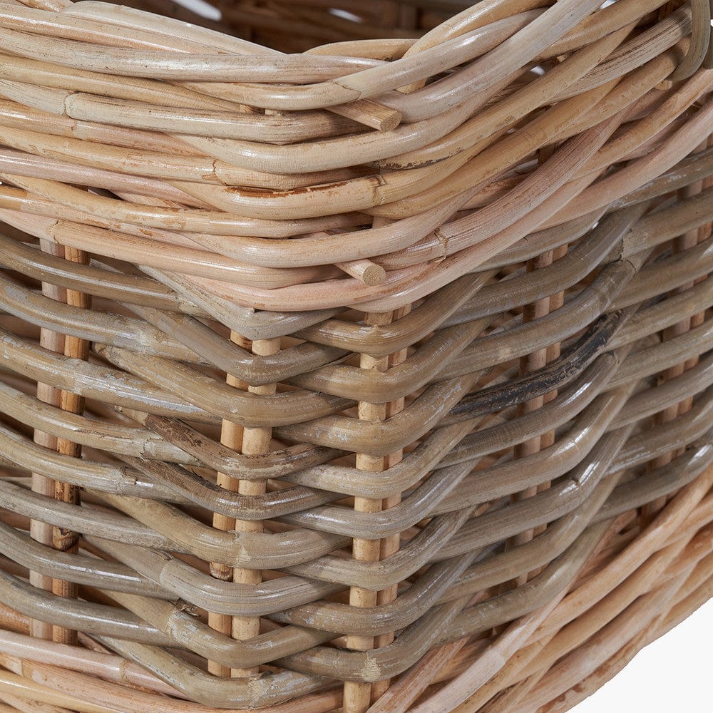 Tobs S/4 Grey and White Kubu Rattan Rectangular Storage Baskets.