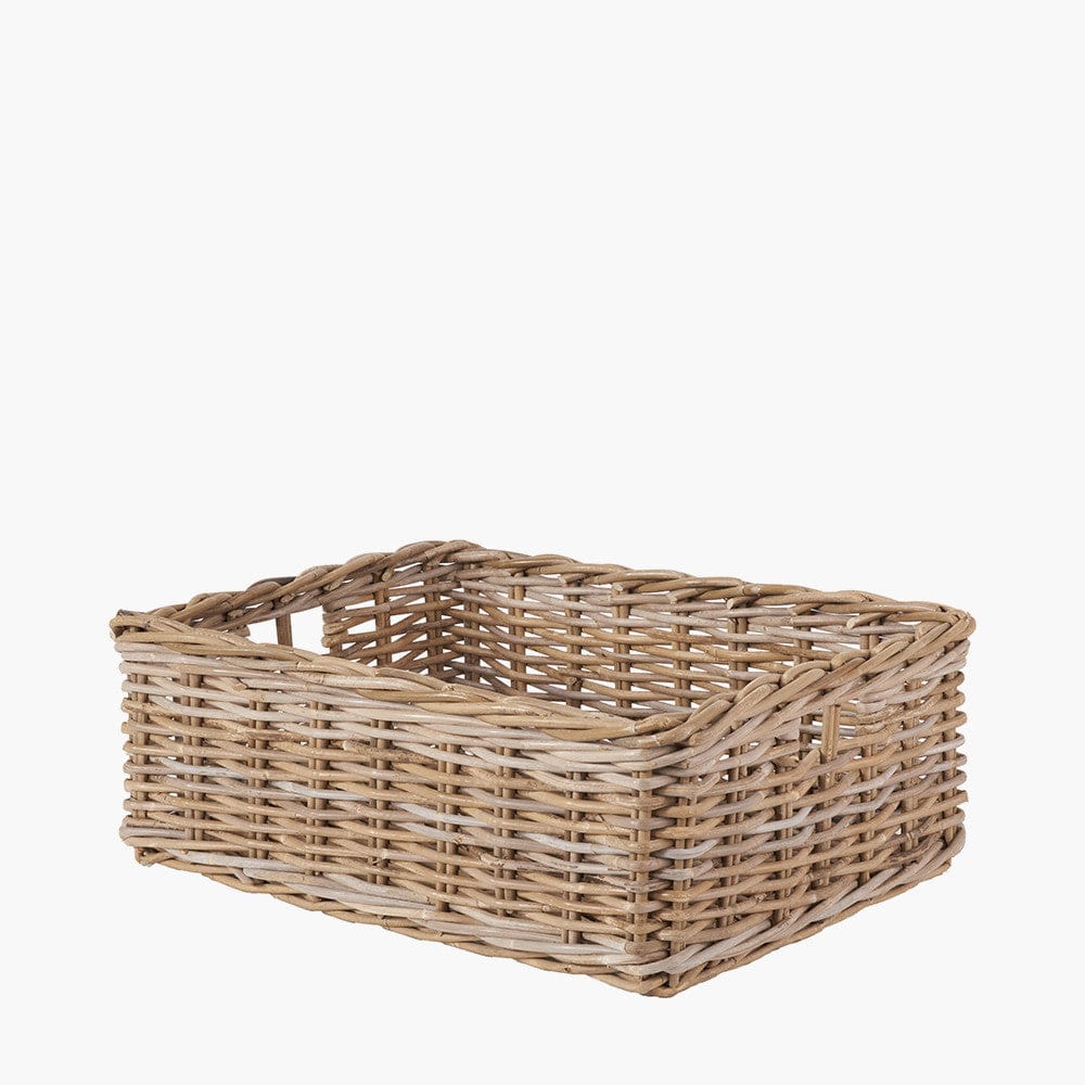 Tobs S/4 Grey Kubu Rattan Rectangular Storage Trays.