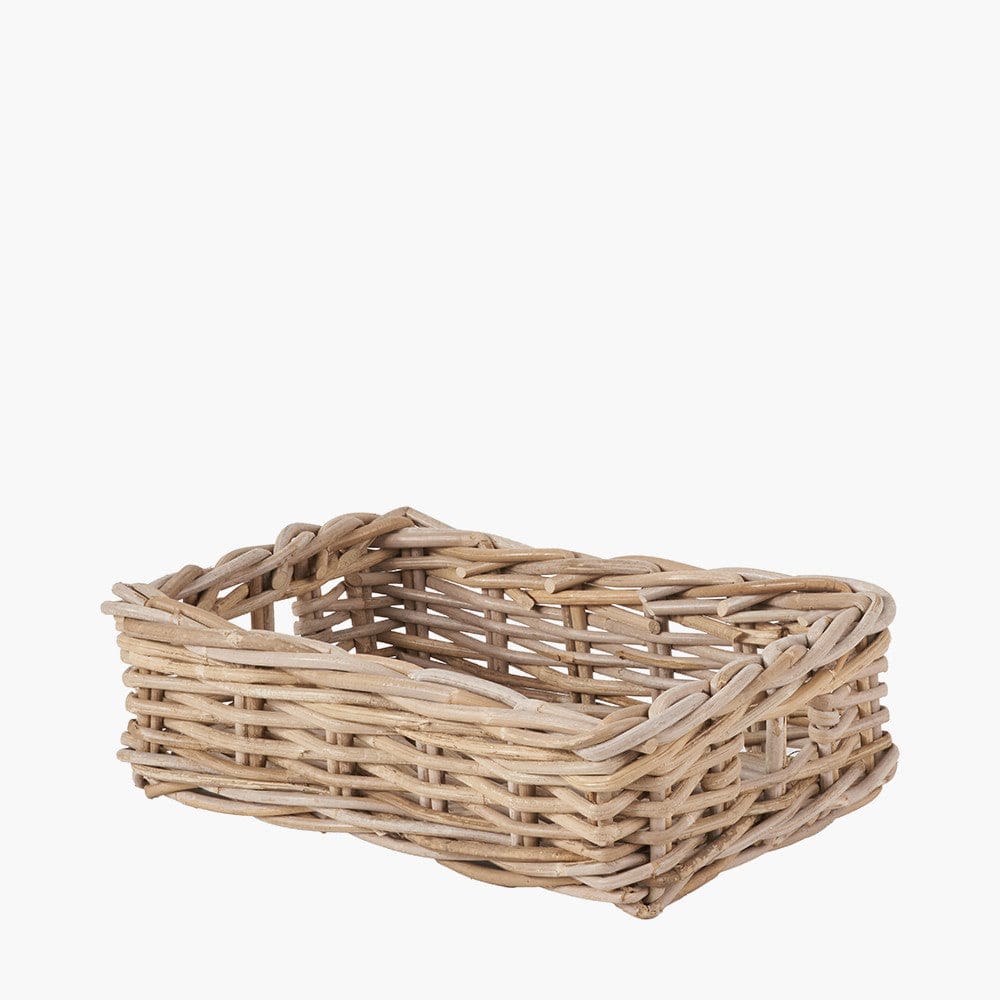 Tobs S/4 Grey Kubu Rattan Rectangular Storage Trays.