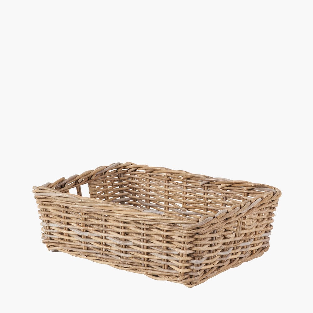Tobs S/4 Grey Kubu Rattan Rectangular Storage Trays.