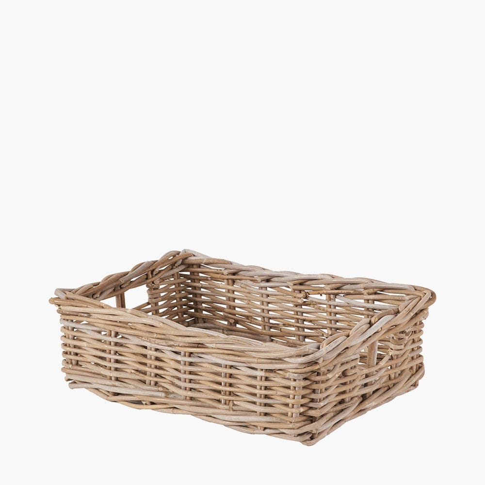 Tobs S/4 Grey Kubu Rattan Rectangular Storage Trays.