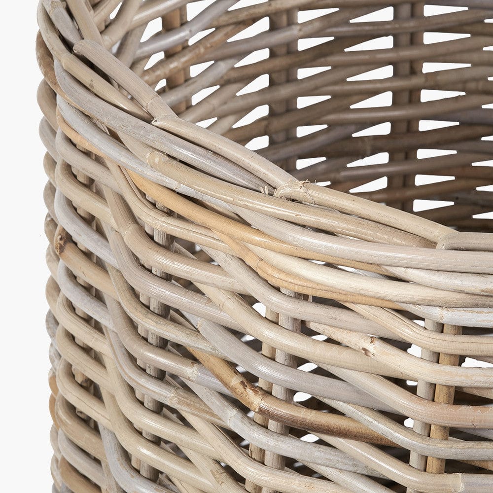Tobs S/4 Grey Kubu Rattan Round Log Baskets.