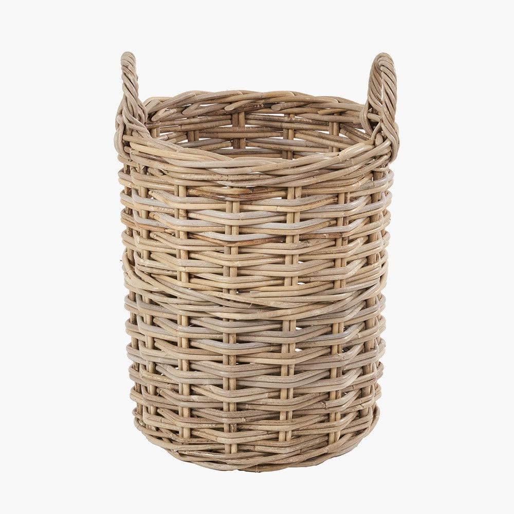 Tobs S/4 Grey Kubu Rattan Tall Round Storage Baskets.