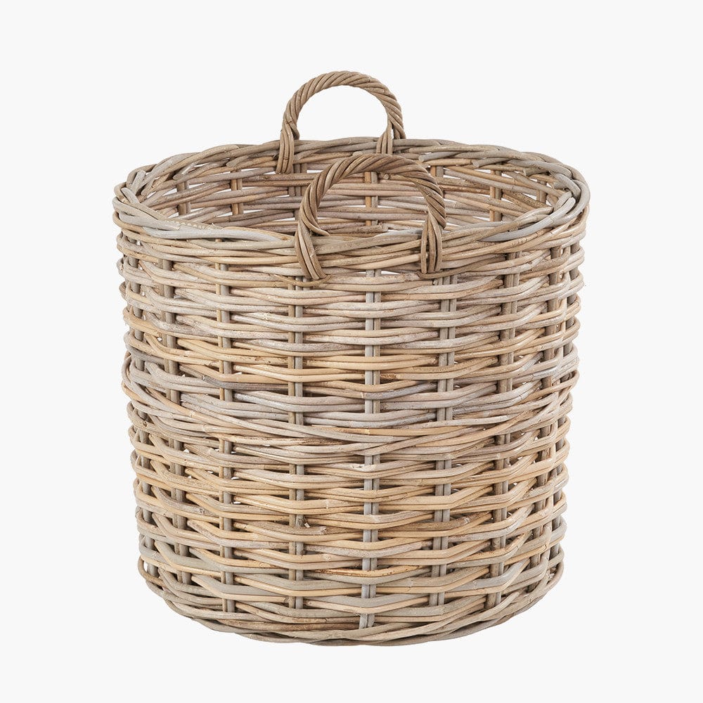 Tobs S/4 Grey Kubu Rattan Tall Round Storage Baskets.