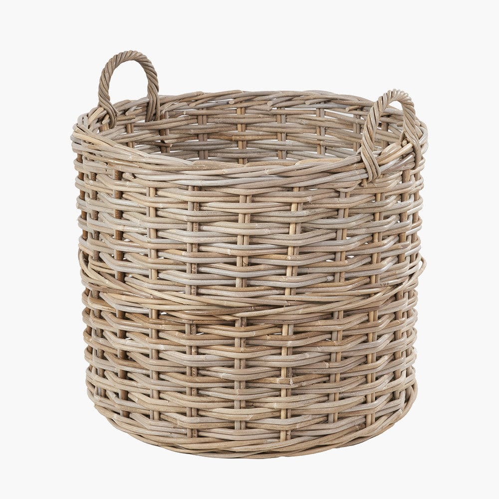 Tobs S/4 Grey Kubu Rattan Tall Round Storage Baskets.