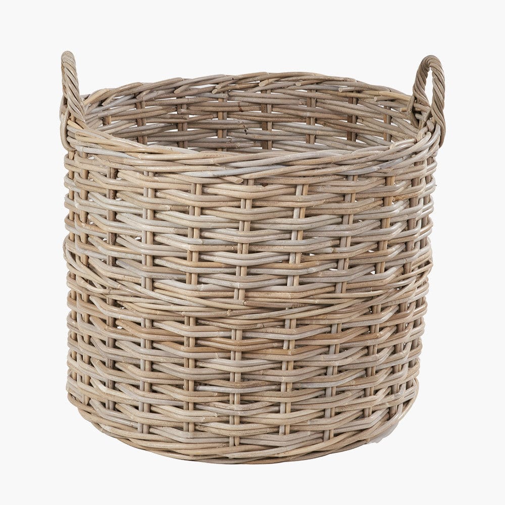 Tobs S/4 Grey Kubu Rattan Tall Round Storage Baskets.