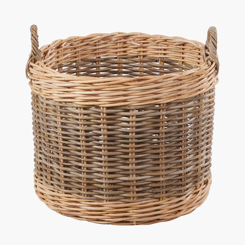 Tobs S/5 Grey and White Kubu Rattan Round Storage Baskets.