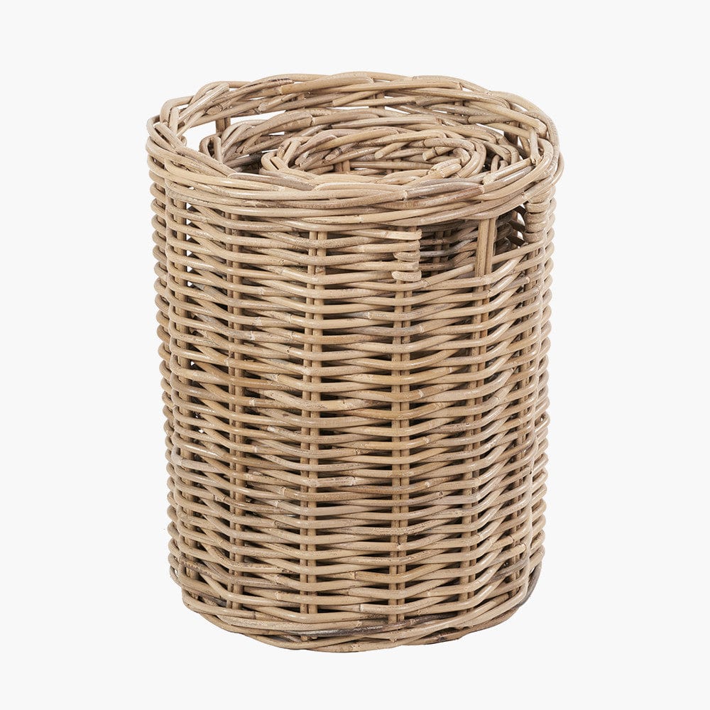 Tobs S/7 Grey Kubu Rattan Round Storage Baskets.