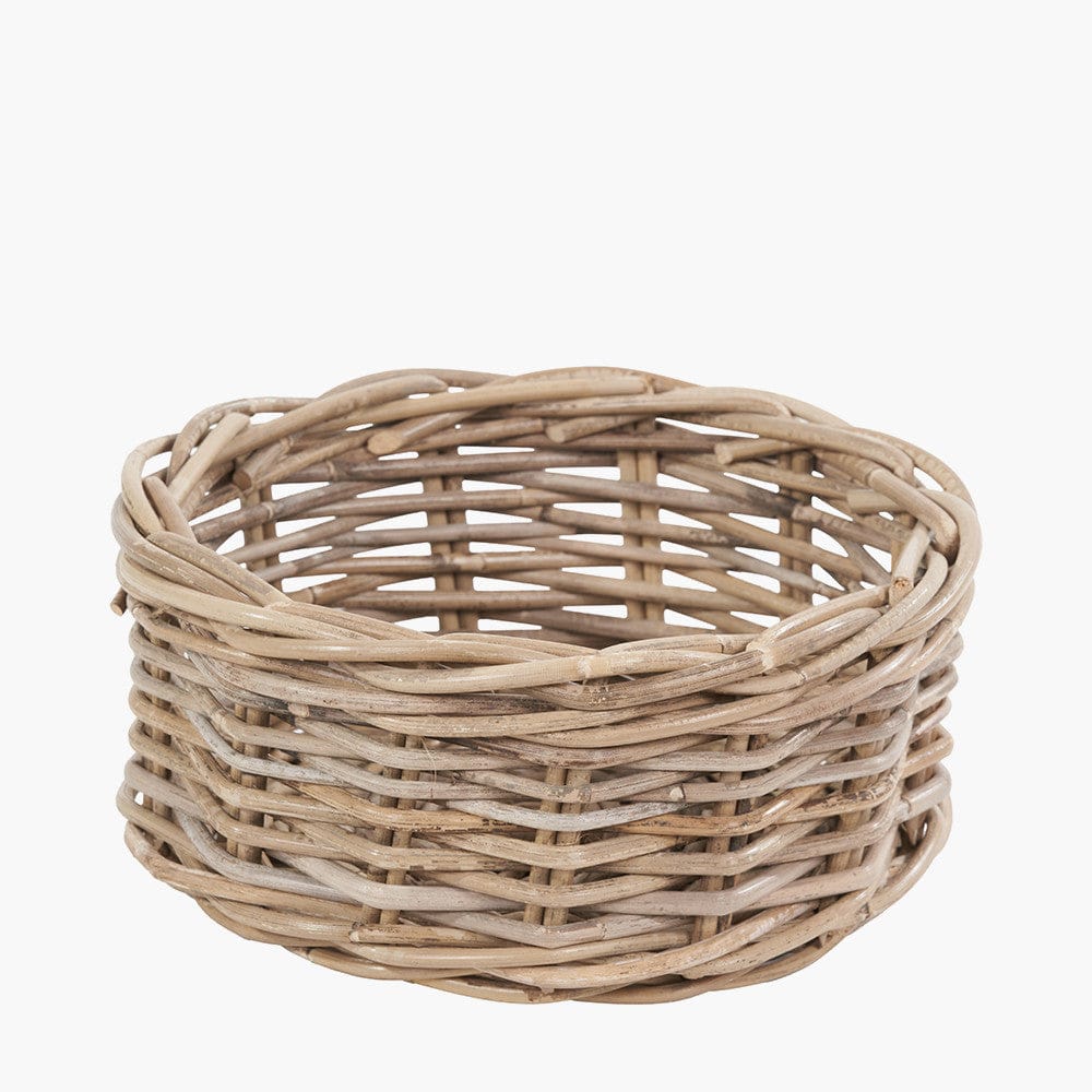 Tobs S/7 Grey Kubu Rattan Round Storage Baskets.