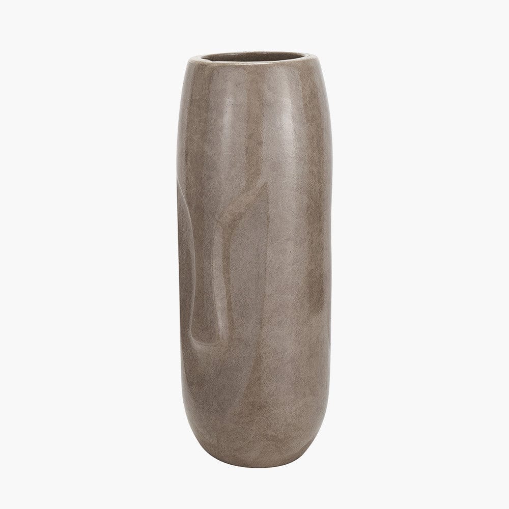 Visage Grey Stoneware Face Design Vase Tall.