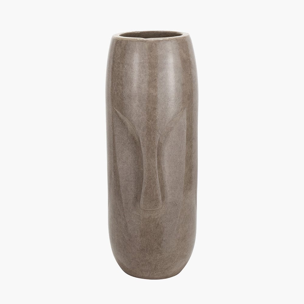 Visage Grey Stoneware Face Design Vase Tall.