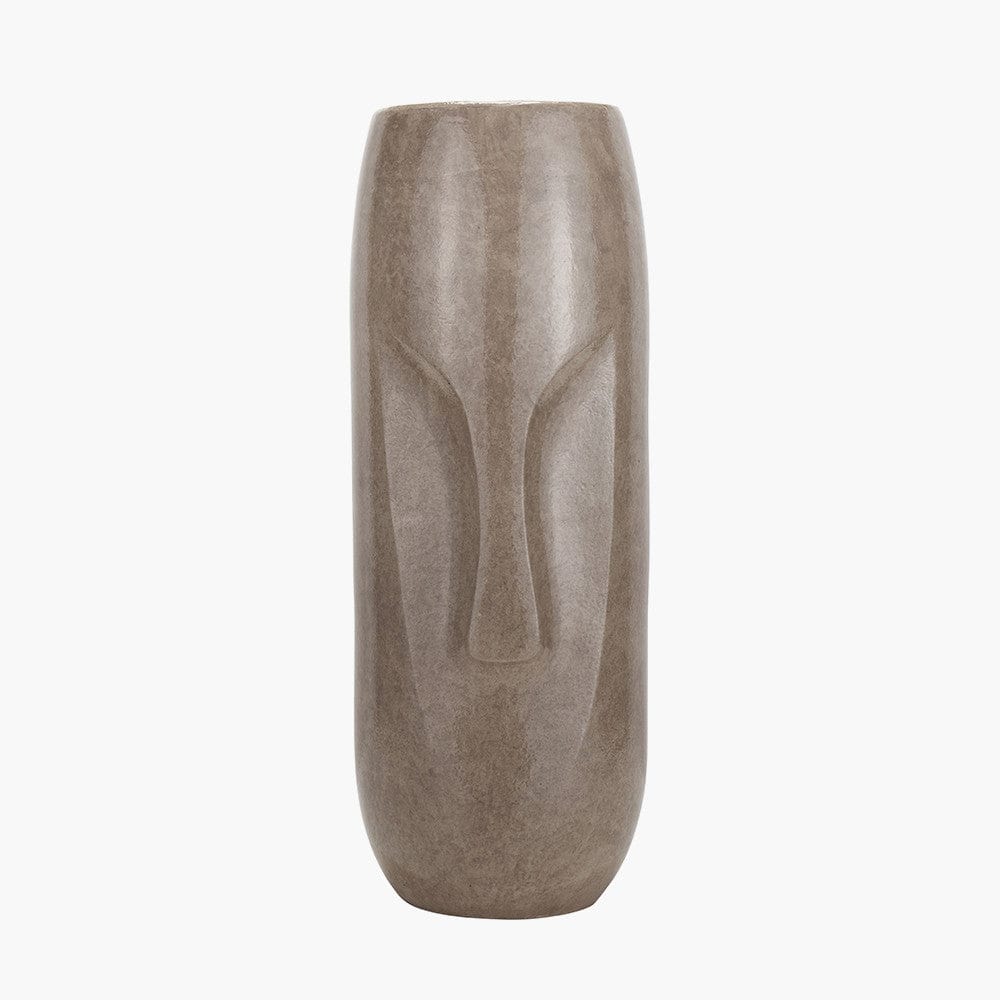 Visage Grey Stoneware Face Design Vase Tall.