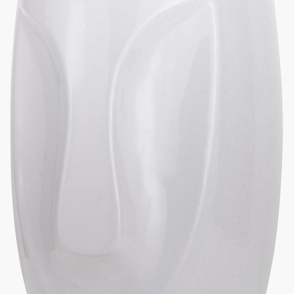 Visage White Stoneware Face Design Vase.