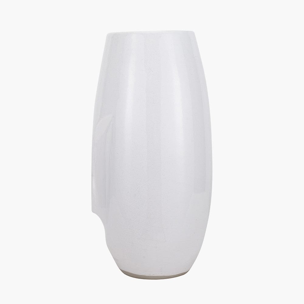 Visage White Stoneware Face Design Vase.