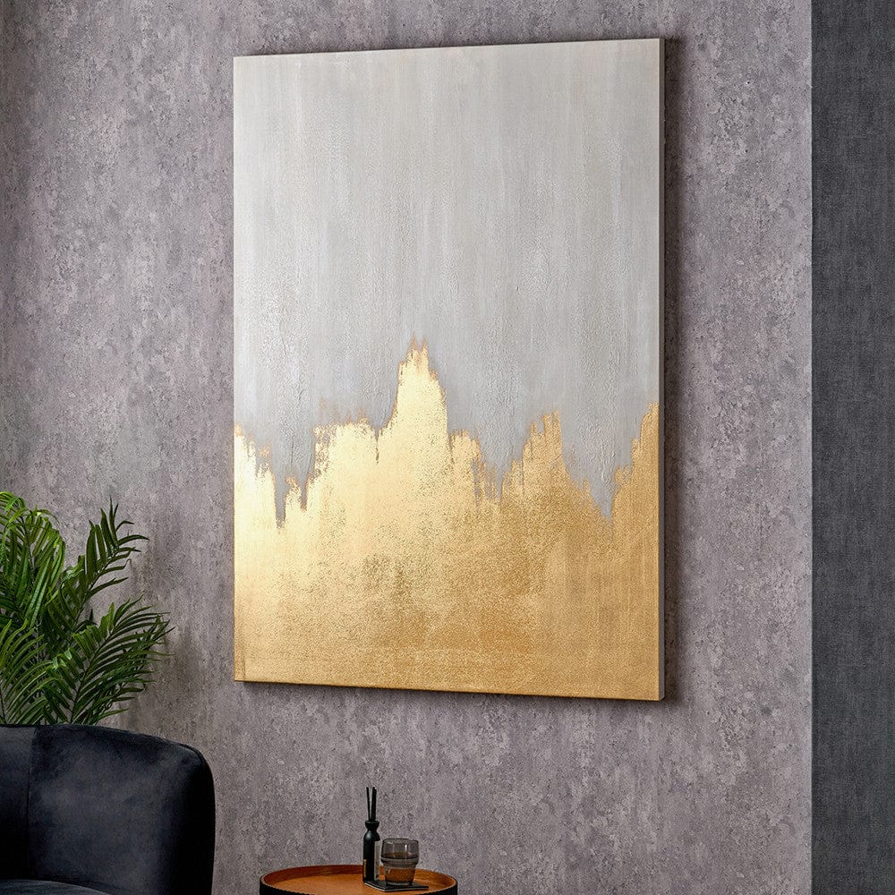 Pacific Lifestyle Accessories White and Gold Abstract  Frameless Canvas House of Isabella UK