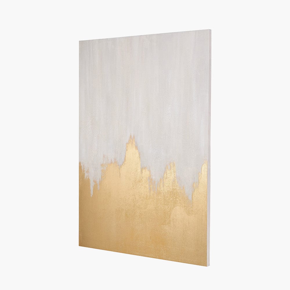 White and Gold Abstract  Frameless Canvas.