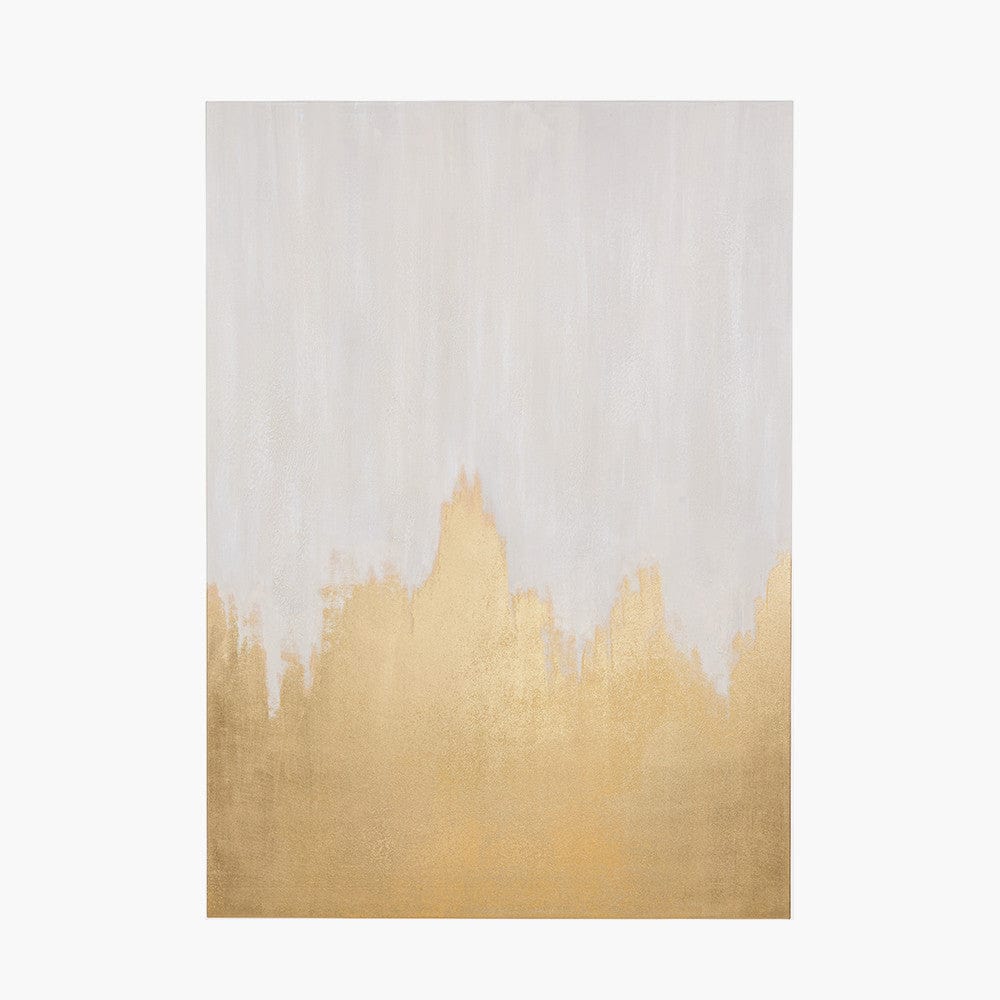 White and Gold Abstract  Frameless Canvas.