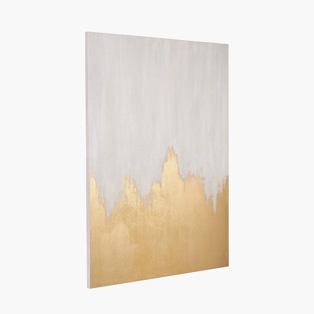White and Gold Abstract  Frameless Canvas.