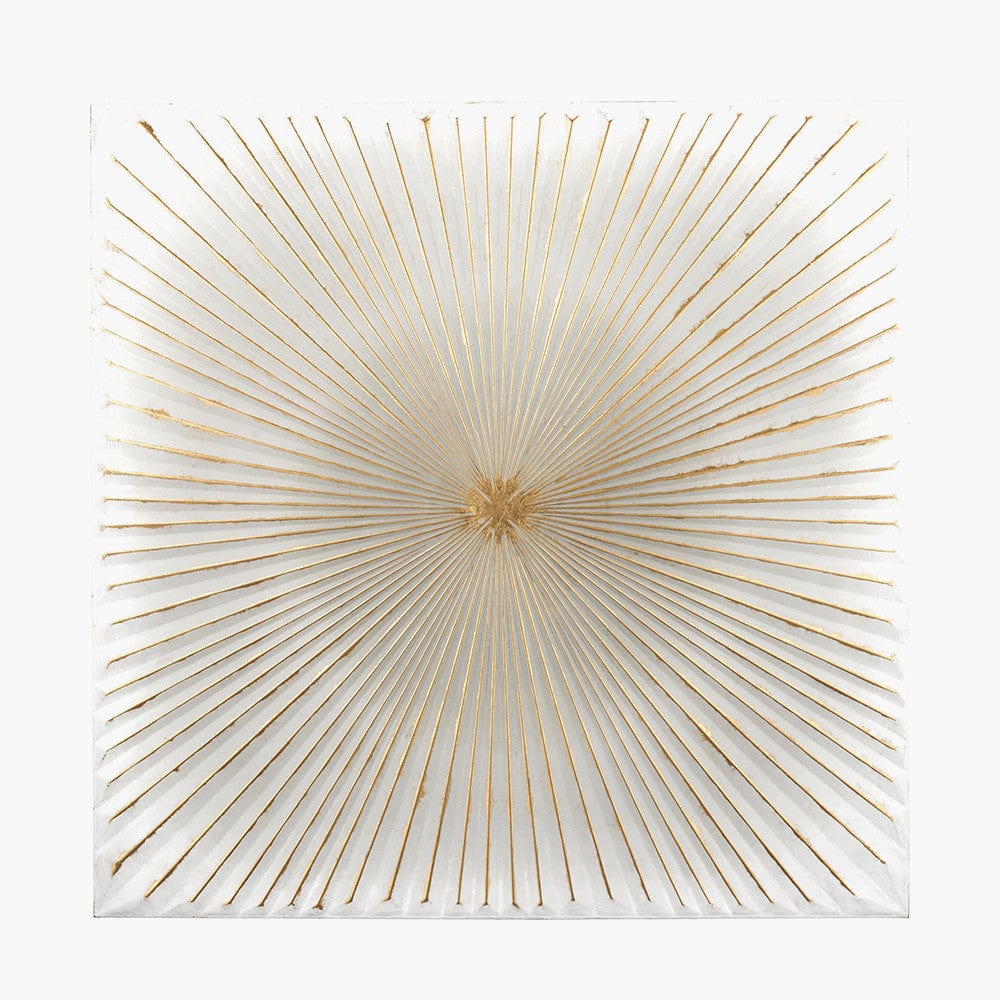 White and Gold Metal Sunburst Wall Art.