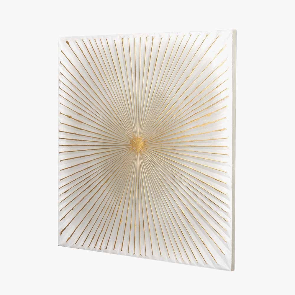 White and Gold Metal Sunburst Wall Art.