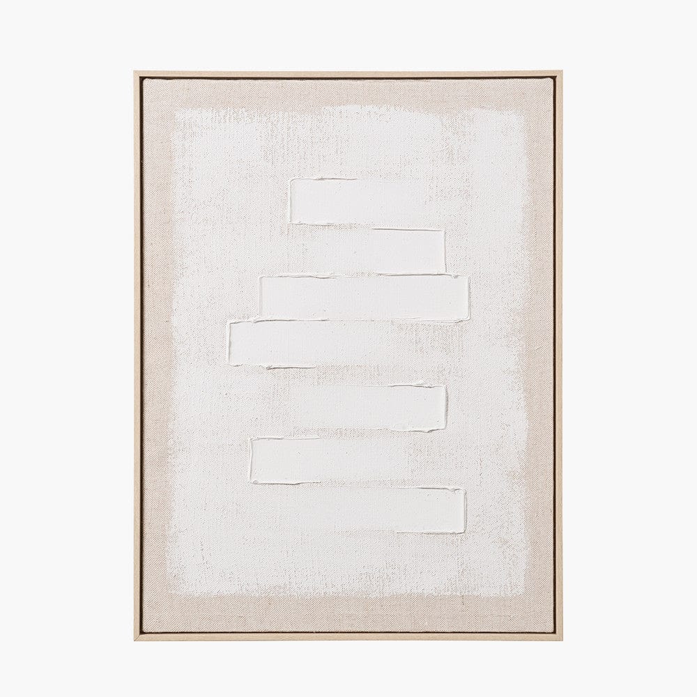 White and Natural Textured Canvas with Natural Frame.