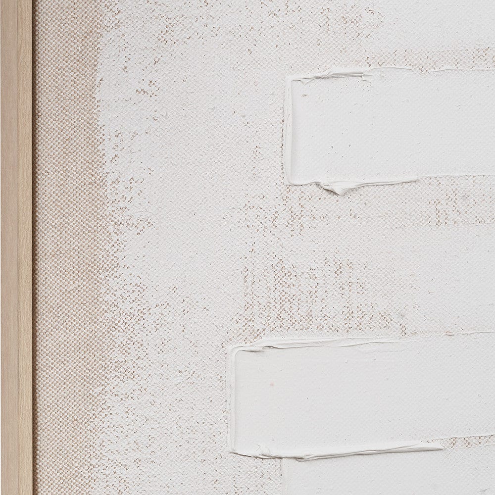 White and Natural Textured Canvas with Natural Frame.
