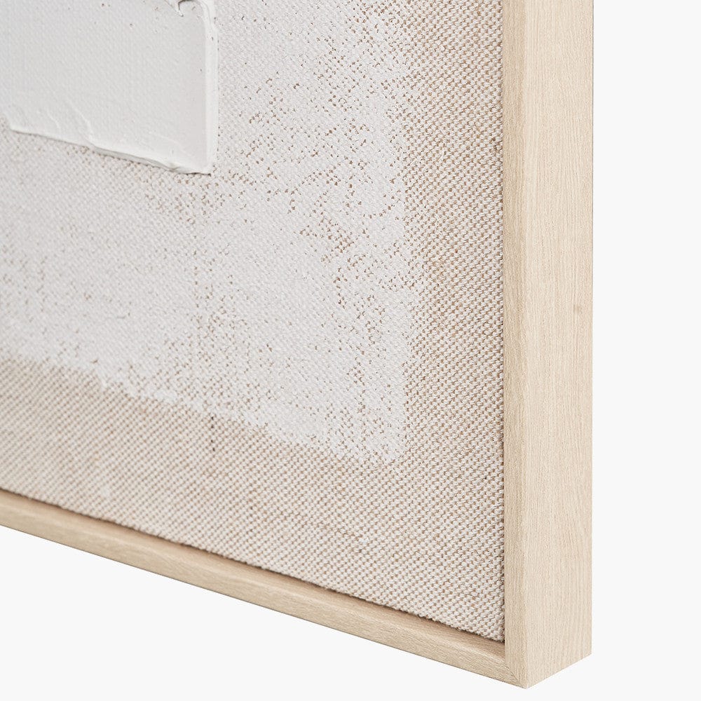 White and Natural Textured Canvas with Natural Frame.